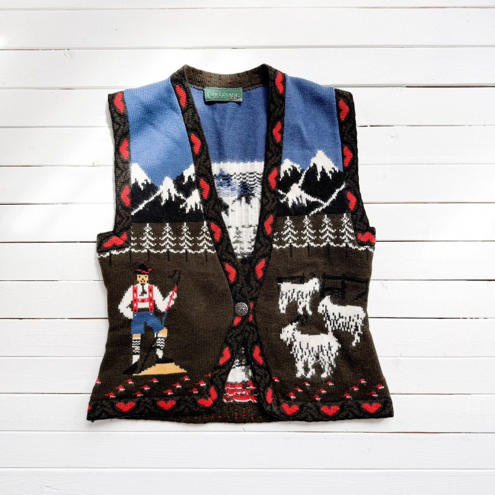Cullinane 80s vtg Alpine goatherd sweater vest size S‎
